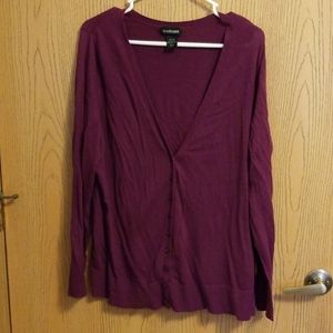 Lane Bryant Berry Purple V-neck Cardigan